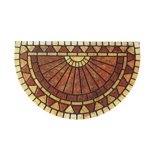 Easylife Sunrise Door Mat | Indoor Outdoor Doormat | Non Slip Rubber Backed Entrance Mat with Dirt Trapping | Front Door Mat with Rising Sun | Heavy Duty Floor Mat,76x46cm, Half Moon