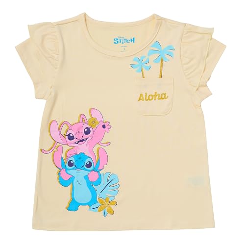 Image of Disney Lilo and Stitch Multi and Single Pack Short Sleeve T-Shirt, Girls Cute Outfits for Toddlers