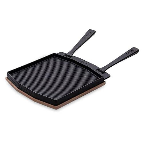 Ooni Dual-Sided Grizzler Plate - Reversible Cast Iron Pan - Cast Iron Skillet With Removable Handle - Cast Iron Griddle - Pre-Seasoned Oven Safe #TOP1