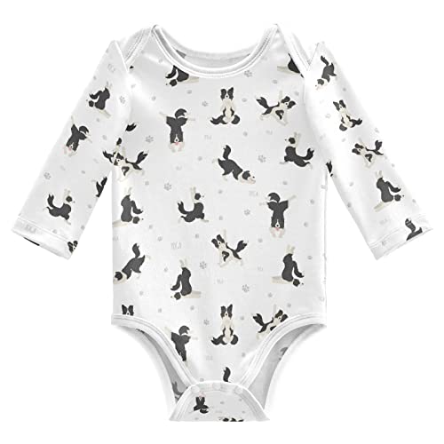Image of vvfelixl Baby Bodysuits Black Pug White Long Sleeve Cotton Baby Clothes For Boys Girls 0-24 Months