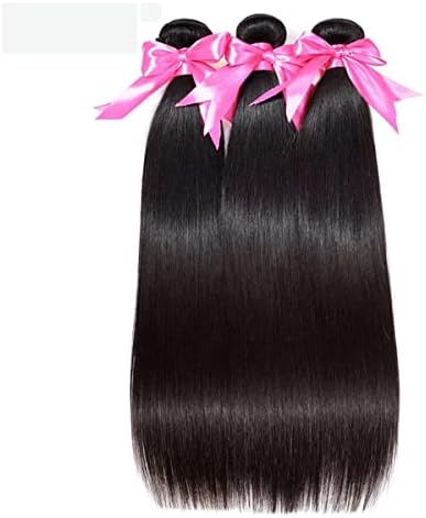 ISEE Hair 8A Malaysian Virgin Straight Hair 3 Bundles 100% Unprocessed Human Hair Weave Bundles Human Hair Extensions 3 Bundles Deal Natural Black 12 14 16inches