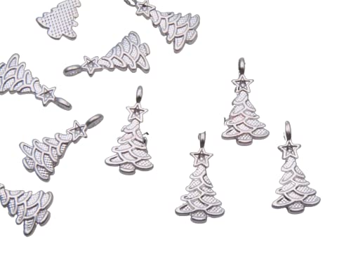Vision4ever 12x Bright Tibetan Silver Christmas Tree Charms Xmas Pendant Festive for Bracelet Necklace Jewellery Making
