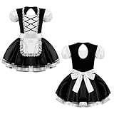 JEATHA Kids Girls French Maid Costume Halloween Anime Maid Uniform Dress Fancy Cosplay Outfits Black 12 Years