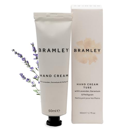 Bramley Hand Cream Tube 50ml - Nourishing Hand & Nail Moisturiser with Lavender, Geranium & Petitgrain Essential Oils - Vegan, Travel Size Hydration