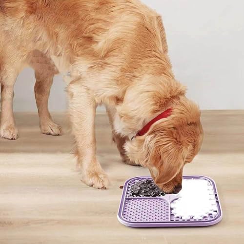 Leckmatte für Hunde und Katzen mit Saugnäpfen, langsames Füttern, Lecken für Angstzustände, Hundespielzeug, Fütterungsmatte für Butter, Joghurt, Erdnuss, Haustier-Badetrainingsmatte, 20 * 20cm