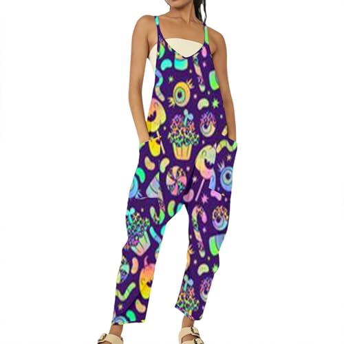 Combinaison cuir PU pour femme avec pantalon ample et bretelles