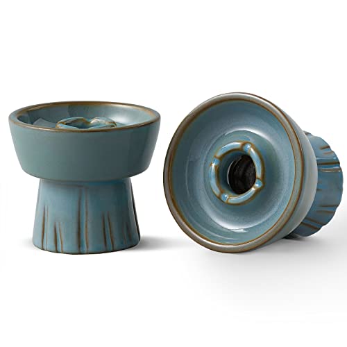Hookah Bowl Phunnel Shisha Head - Kitosun Hookah Accessories MASHA Shisha Bowl with Glaze Good for All Shisha Flavors 15g Tobacco Smoking Foils Provost Compatible (Topaz Blue)