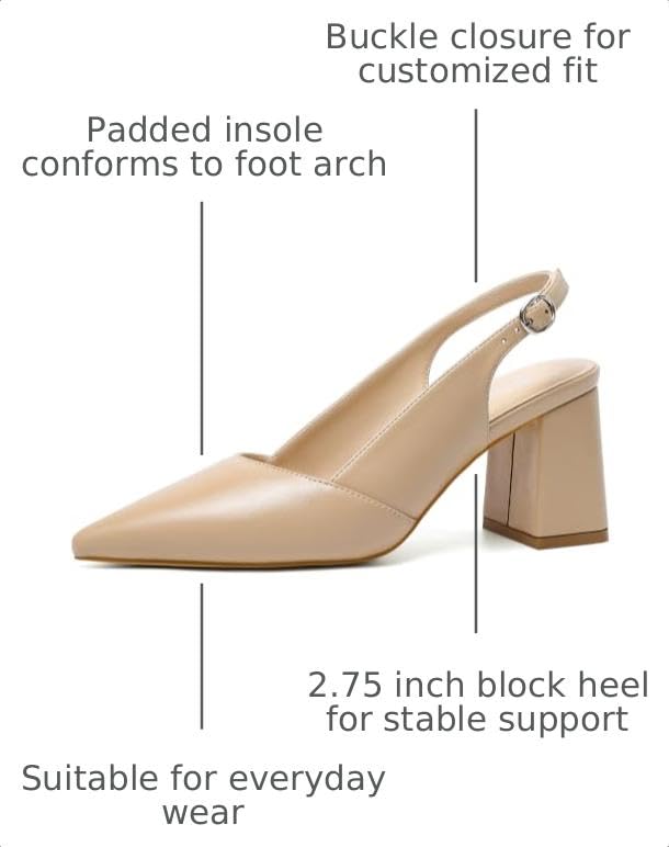 Image of Mostrin Kitten Heels for Women Slingback Pointed Closed Toe Heels Women's Pumps Shoes for Wedding, Party, Commuting