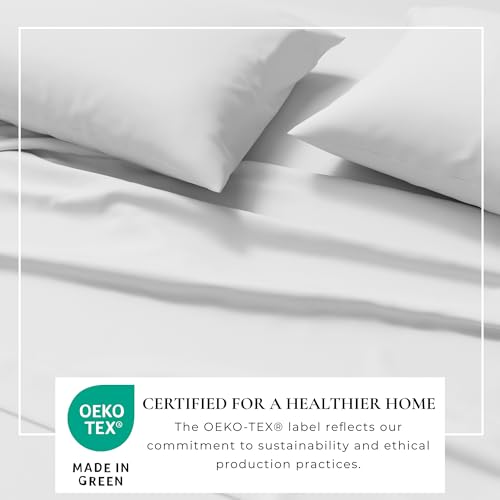 Image of Great Bay Home Cotton Jersey Knit Twin /Twin XL Sheet Set - Ultra-Soft, Stretchy, Heathered Melange Bed Sheets - Cozy, Soft T-Shirt Sheet & Pillowcase Set (Winter White)