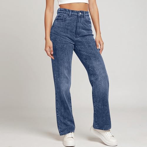 Womens Wide Leg Jeans Stretchy High Waisted Baggy Jeans Straight Leg Boyfriend Jean Stretch Denim Pants with Pockets2