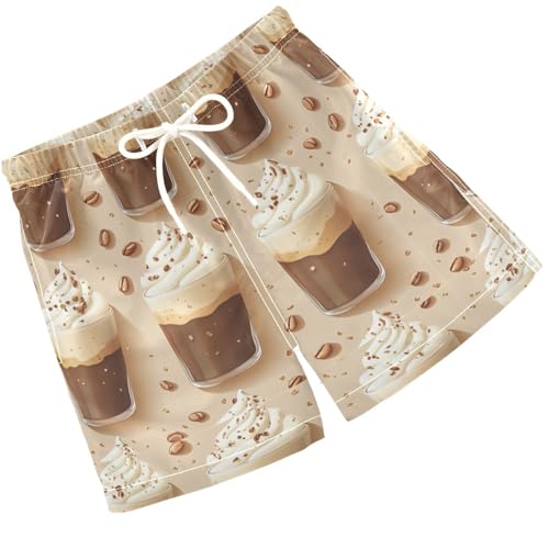 Pigsaly Boys Swim Trunks Hot Drink Coffee Cup Boys Board Shorts Swimsuit Swimwear Summer Bathing Suit 4T