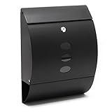 Buzón Diseño Moderno V18 Cartas Correo Postal Negro Compartimiento Periódico