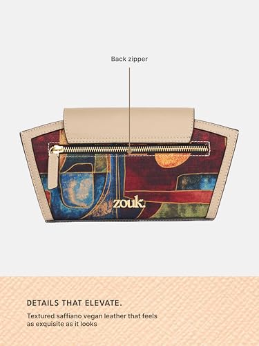 Image of ZOUK Women's Zareen Clutch Bag with Detachable Sling Strap | Vegan Leather | Wedding, Party, Formal