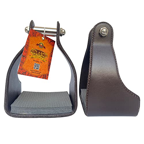 HILASON Horse Bit Endurance Stirrups Leather Covered with Ashwood
