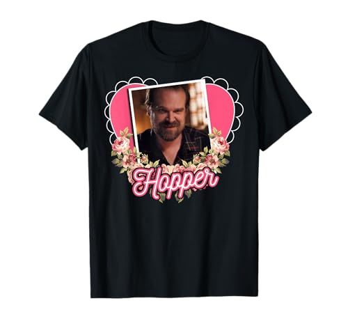 Stranger Things Jim Hopper Floral Frame Heart T-Shirt