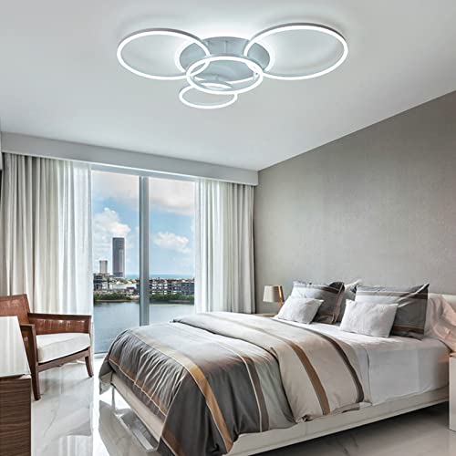 Plafonnier LED dimmable blanc avec télécommande 5 têtes acrylique pour salon