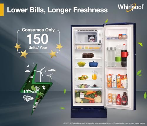 Image of Whirlpool 207 L 5 Star Icemagic Pro Inverter Direct-Cool Single Door Refrigerator (230 IMPRO ROY 5S INV SAPPHIRE PEONY-Y, Blue, 2026 Model)