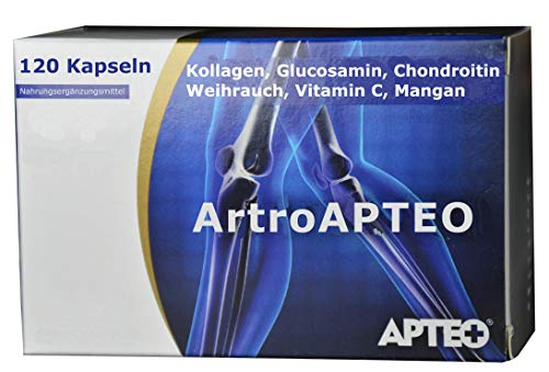 Artro, 120 Kapseln, 6 Inhaltstoffe für die Gelenke, u.a. Glucosamin, Kollagen, Weihrauch, über einen Monat Packung, Gelenkkapseln, wie Artresan, bei Gelenkschmerzen
