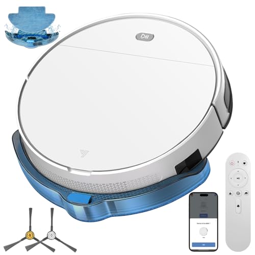 Robot Vacuum and Mop Combo,4500Pa Strong Suction,Anti-Tangle Brushless Inlet 2 in 1 Super Thin Robotic Vacuum with App/Remote/Voice Control, Self-Charging,for Pet Hair, Hard Floor, Low-Pile Carpet