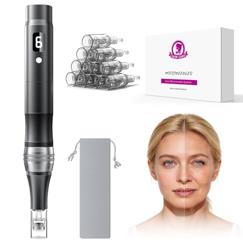 Zuanyie Rechargeable Microneedling Pen – Adjustable Depth Micro Needle Pen for Skin Care-0.25MM Black