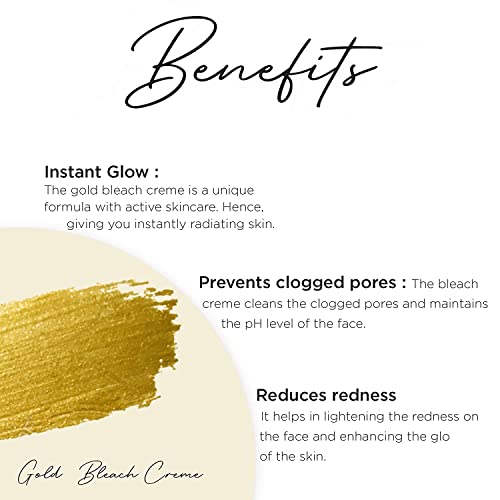 Malar Bleach Gold Instant Glow & Brighter Complexion | Dark Spot Corrector And Tan Removal | Lighten Facial Hair, Naturally Glowing Skin | Blackheads Removal | (Pack Of 3, 42G Each) #TOP3