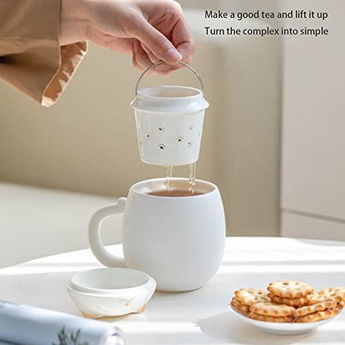 350ml Lucky Cat Office Cup, Creative Fashion Mug, Household High- end Ceramic Water Cup Com Filter,
