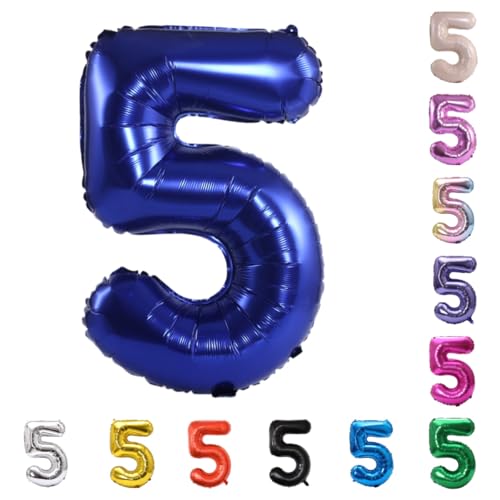 Image of YPSelected 32 Inch Large Foil Helium Number Balloon Birthday Wedding Party 0-9 (Navy Blue, 5)