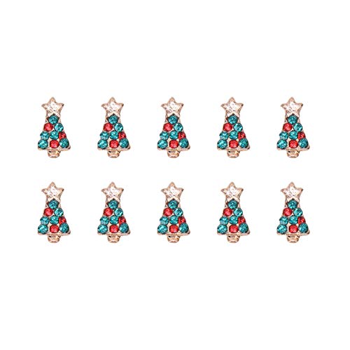 Lurrose 20pcs Christmas Nail Art Rhinestones Alloy Xmas Tree 3D Nail Crystal Jewels Metal Nail Studs Gems for DIY Manicure Designs Decoration Accessories (Style 2)