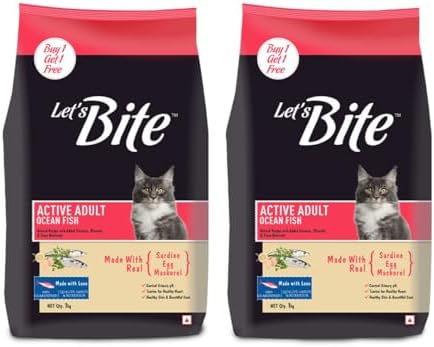 Let's Bite Active Adult Dry Cat Food 1kg (Buy 1 Get 1 Free), Total 2kg Pack