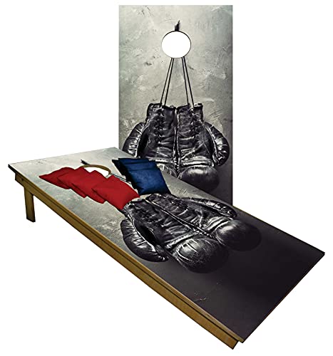 Premium Cornhole Set - USA Boxing Gloves Tailgate Cornhole Boards w Set of 8 Cornhole Bags!343