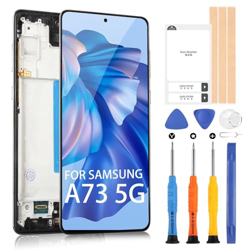 Écran pour Galaxy A73 5G tactile LCD de remplacement pour réparer un verre brisé noir