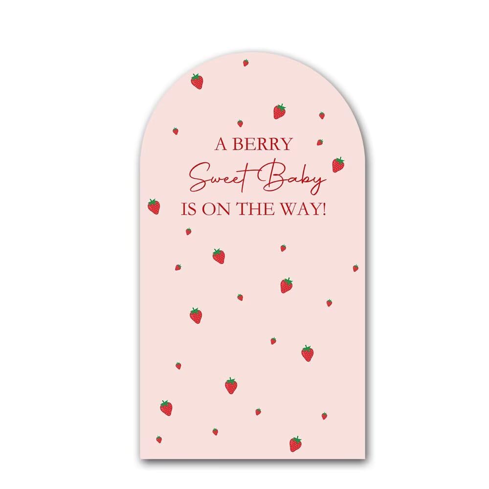 Iydamc A Berry Sweet Baby is on The Way Theme Arched Backdrop Covers Pink Stretchy Arch Stand Cover for Baby Shower Girls Birthday Party Decoration