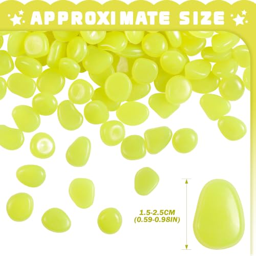 Image of OSOPOLA 150 PCS Glow in The Dark Rocks - Yellow Luminous Stones | Fish Tank Accessories Turtle DIY Decor Pebbles for Fairy Garden Yard FD05YL150