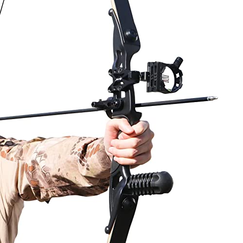 D&Q Hunting Recurve Bow And Arrow Set For Adults Kit Black Hunter Longbow Archery Hunting Target Practice Takedown Longbow Package 30 35 40 45 50 Lbs Right Handed With Bow Case Stringer Arrow #TOP4