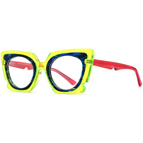 Image of HEPIDEM Gradient Multicolor Acetate Glasses Frame Women Big Oversize Eyeglasses 2023 New Spectacles Eyewear