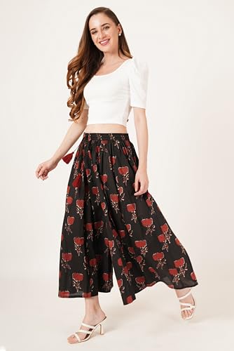 Image of COTLAND Fashions Jaipuri Cotton Printed Flared Palazzo Pants for Women