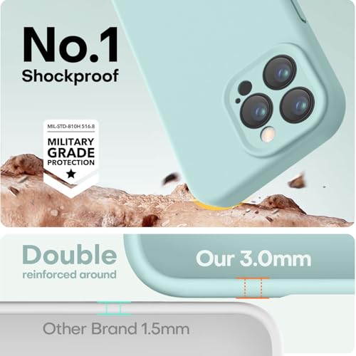 Image of LOVE 3000 Designed for iPhone 16 Pro Max Case, Premium Silicone with [Soft Anti-Scratch Microfiber Lining] Shockproof Protective Phone Case for Men Women Girls 6.9 inch, Mint