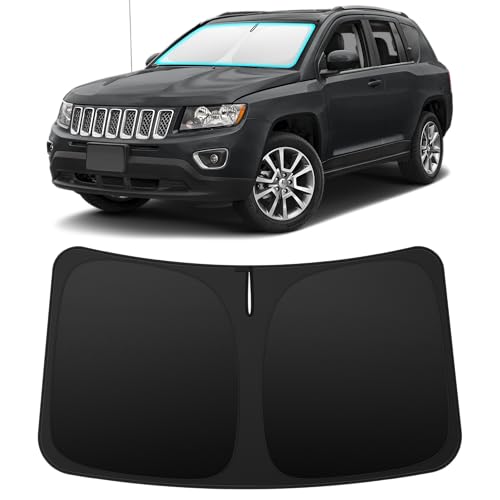 Image of INSAUTO Custom Fit Windshield Sun Shade for Jeep Compass 2007-2016 | Foldable Front Window Sunshade Car Accessories, UV & Heat Reflector, Keeps Interior Cool, Includes Storage Bag