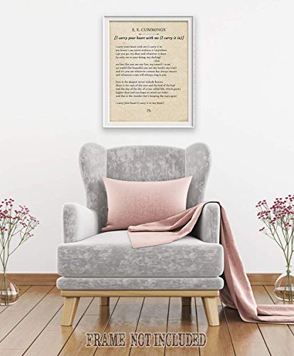 E E Cummings - I Carry Your Heart - Great Home And Room Decorations, Classic Poster Poetry Prints, Inspirational Love Gift For Wedding And Anniversary, Choose Unframed Book Page Poster Or Canvas #TOP21
