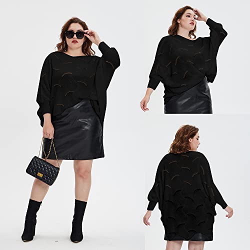 Image of RITERA Women Plus Size Soft-Touch Sweaters Casual Lightweight Crewneck Soft Knit Oversized Pullover Loose Fit Fall Jumper Top