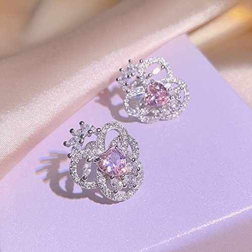 Bijoux en Forme de Fleur en Zircon Rose anti-allergie en argent 925