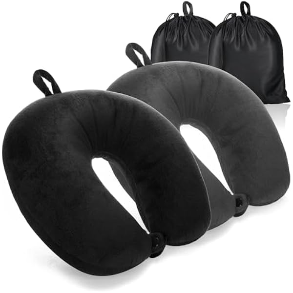 com-four® 2 x poduszka pod kark premium – poduszka podpierająca kark z pianką z pamięcią kształtu – poduszka pod kark dla dorosłych – aksamitnie miękka poduszka podróżna do samolotu, samochodu,