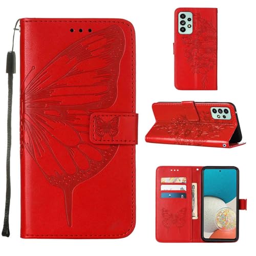 Coque Samsung Galaxy S22 Plus en cuir rouge avec rabat magnétique chic gravé