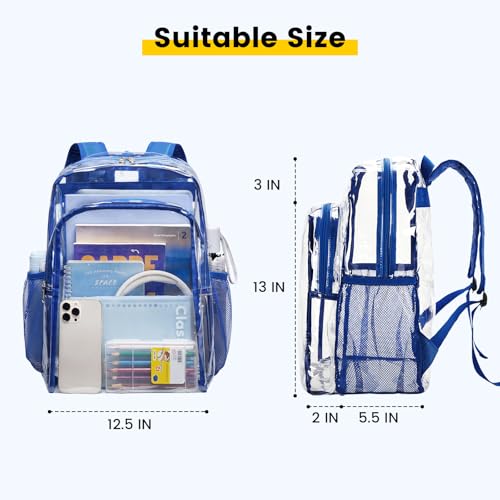 Image of Vorspack Clear Backpack for School, 16 inch Large Clear Bookbag