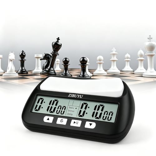 ZIBUYU® Digital Chess Clock Timer,Chess Timer for Board Games,Professional Chess Timer with Bonus Delay Count Down Up Function,Batteries Not Included