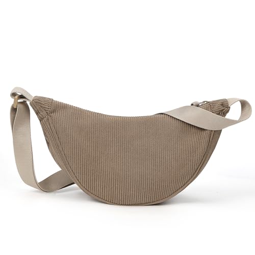 TIAASTAP Umhängetasche & Bauchtasche Damen Cord, Einfarbige Moon Crossbody Bag Gürteltasche mit verstellbarem Gurt