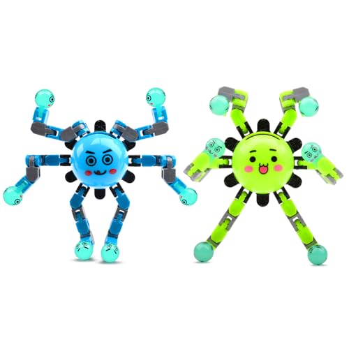 Transformable Fidget Spinners Toys for Adults Anxiety,2 PCS Sensory Toy for Teens and Kids ADHD Autism Stress,Cool Fingertip Gyros Party Favors Gift for Boy Girls Birthdays Stocking Stuffers