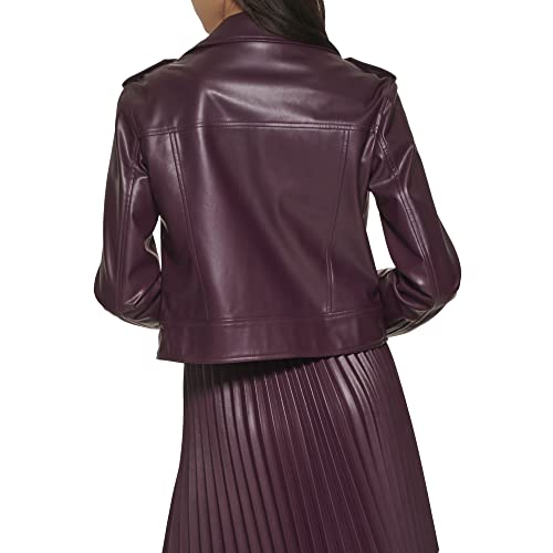 DKNY Women's Zipped Detail Faux Leather Moto Jacket3
