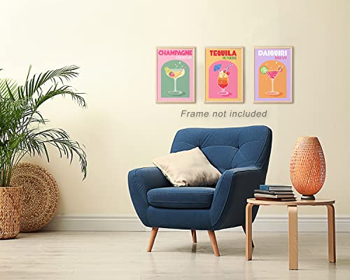Xintang Retro Cocktail Poster Canvas Wall Art Funny Alcoho Wine Glass Print Paintings Cute Preppy Posters Aesthetic Room Wall Decor Pictures For Bar Party Dorm Kitchen Set Of 6 8X10In Unframed #TOP2
