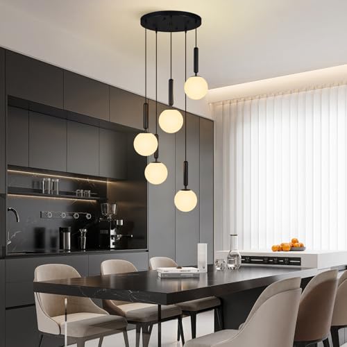 Image of Modern Black Pendant Light Hanging Fixture Light 5-Lights
